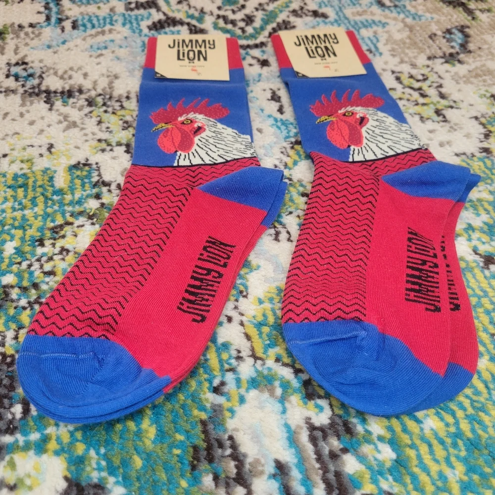 Jimmy Lion NEW‎ Rooster Socks, Lot Of Two Pairs Size Medium